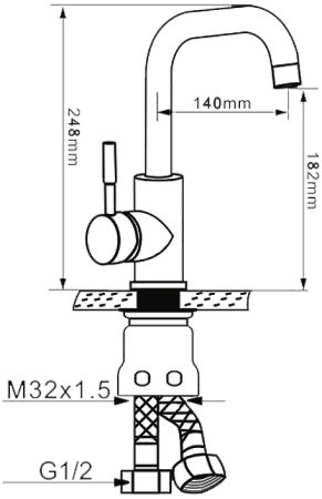 Смеситель для кухни Melana F6102 Сатин 