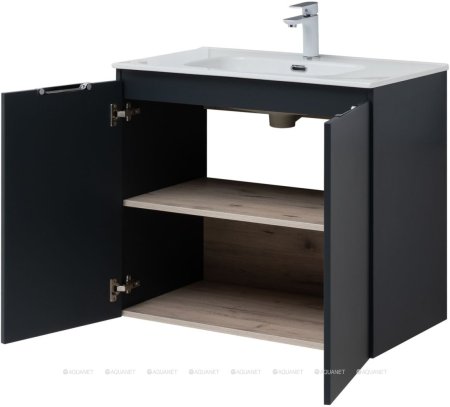 Тумба с раковиной Aquanet Алвита New 80 2 дверцы, антрацит 