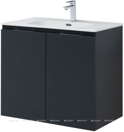Тумба с раковиной Aquanet Алвита New 80 2 дверцы, антрацит 