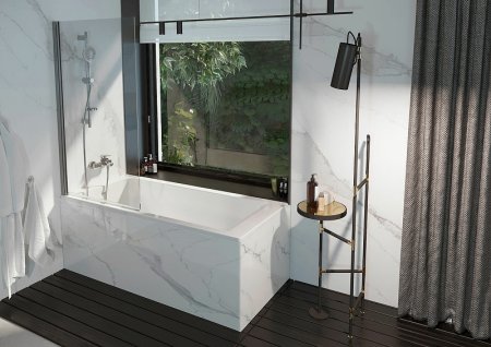 Шторка на ванну Roca Capital 85 M4008512M профиль Хром стекло прозрачное 