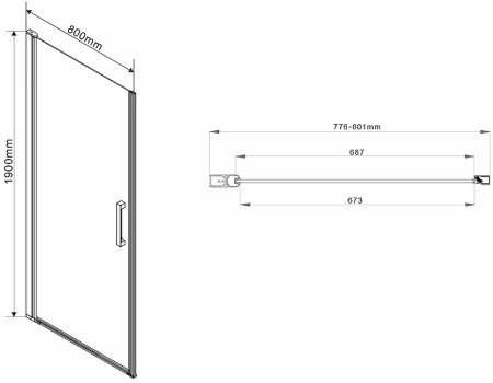 Душевая дверь Vincea Orta 80 VPP-1O800CL профиль Хром стекло прозрачное 