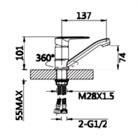 Cмеситель для раковины ViEiR V073512 Хром 