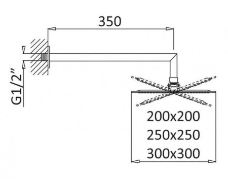 Верхний душ Cezares PORTA-TDDQ-30-NOP Черный матовый 