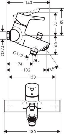 Смеситель Hansgrohe Talis S 72401000 для ванны с душем 