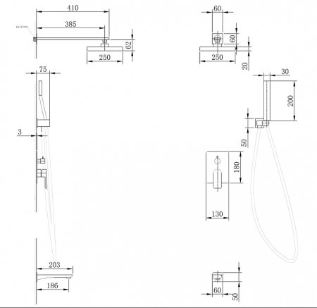 Душевая система Abber Weiss Insel AF8017W Белая Хром 