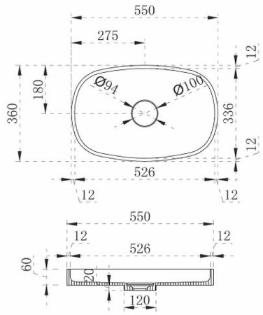 Раковина-чаша Abber Stein 55 AS2601 Белая 