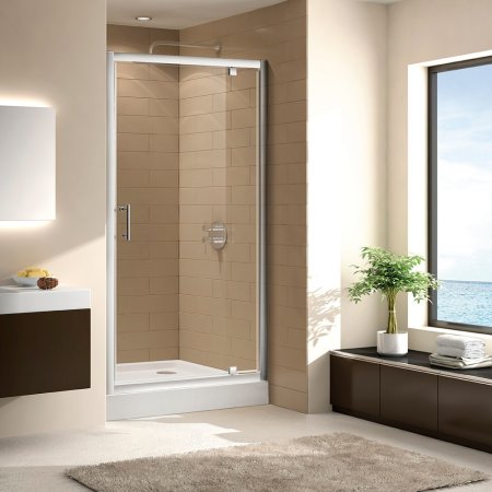 Душевая дверь в нишу Cezares ECO-O-BA-1-90-C-Cr стекло прозрачное + душевой трап 