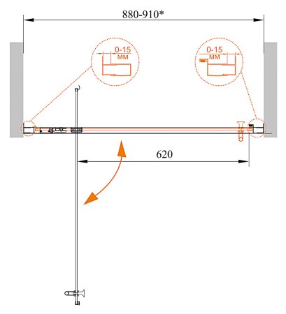 Душевая дверь в нишу Cezares ECO-O-BA-1-90-C-Cr стекло прозрачное + душевой трап 