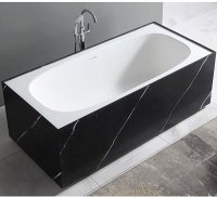 Ванна из искусственного камня Abber Blitz 170x75 AS9501WL Черный мрамор Белая без гидромассажа
