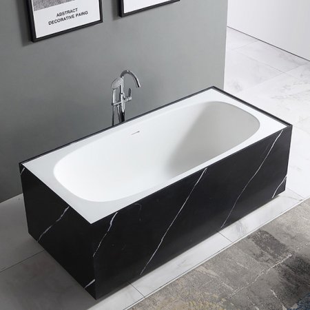 Ванна из искусственного камня Abber Blitz 170x75 AS9501WL Черный мрамор Белая без гидромассажа 