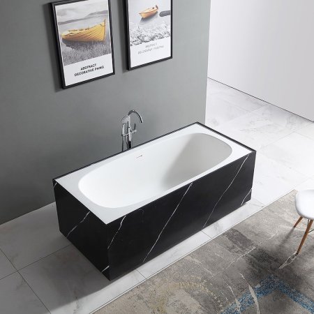 Ванна из искусственного камня Abber Blitz 170x75 AS9501WL Черный мрамор Белая без гидромассажа 