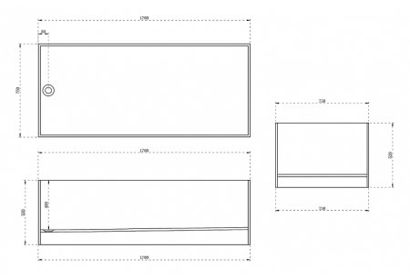 Ванна из искусственного камня Abber Blitz 170x75 AS9501WL Черный мрамор Белая без гидромассажа 