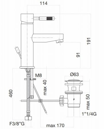 Смеситель для раковины Webert Rimini RI830102010, золото 