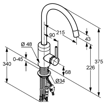 Смеситель для кухонной мойки Kludi Bozz 428510576 