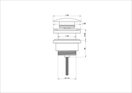 Донный клапан для раковины WONZON & WOGHAND, Черный матовый (WW-88SS07-MB) 