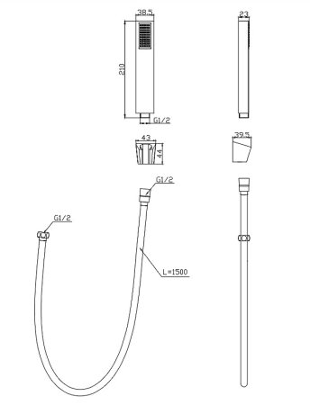 Душевой гарнитур BelBagno Luce LUC-DFS-ORO Золото 