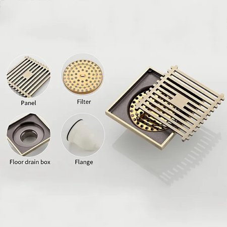 Душевой трап Gappo G81004-4 с решеткой Бронза 