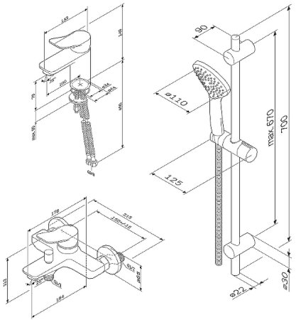 Комплект смесителей AM.PM X-Joy F42985A00 Черный матовый 