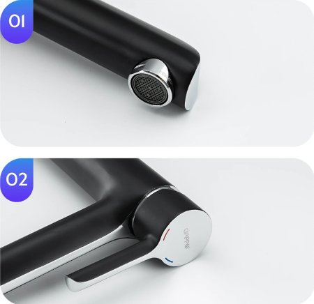 Смеситель для раковины Gappo G03-6 G1003-16 Черный матовый Хром 