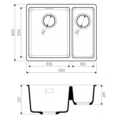 Мойка для кухни Omoikiri Kata-55-2-U-BE 4993387 Ваниль 