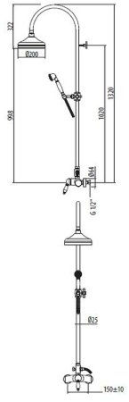 Душевая система Gattoni Orta 2795/PDV0 OLD Бронза 