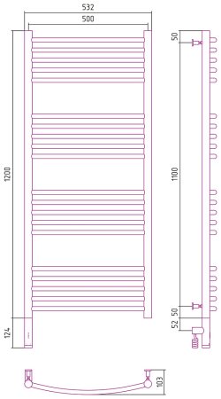 Полотенцесушитель электрический Сунержа Богема 3.0 120х50 L выгнутая 