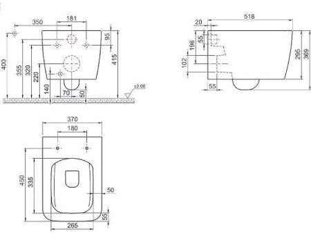 Унитаз Boheme Zen 967-W подвесной без сиденья 