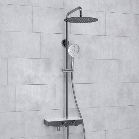 Душевая система WasserKRAFT A113.116.127.CH Thermo с термостатом Хром Белая 