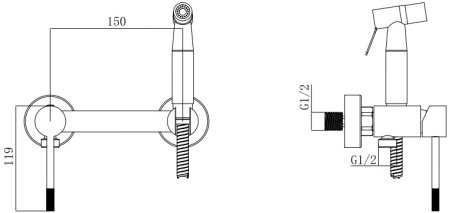 Смеситель Vessel" скрытого монтажа с гигиеническим душем,  VSL02," 