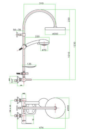 Душевая система Fiore Katana 77CR7588 хром 