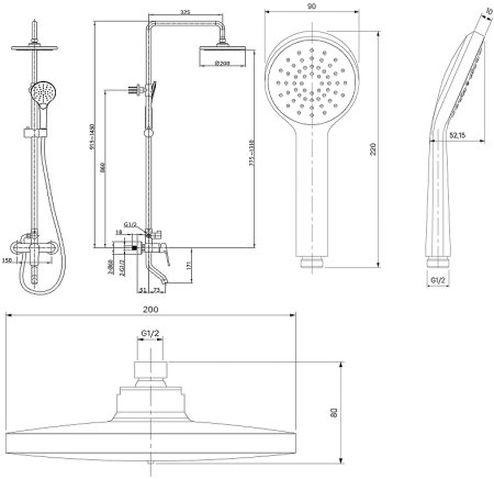 Душевая система Milardo Simp SIMSB1FM06 Хром 