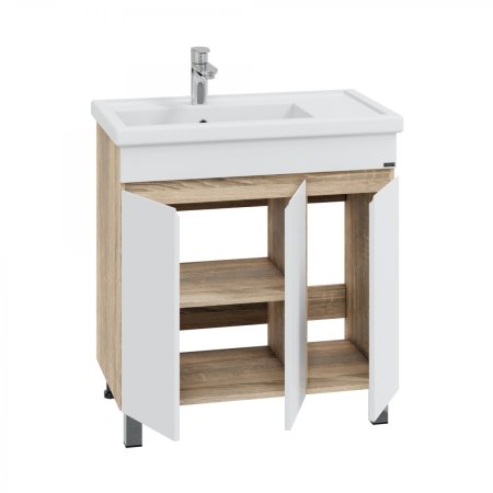 Тумба для ванной Санта Марс 80 П напольный янтарный с умывальником Фостер 80П 