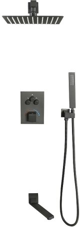 Душевая система ALMAes Khabur TVZ-0897 с термостатом Черная матовая 