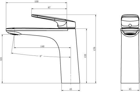 Смеситель для раковины Black&White Universe UK8701MG 8701MG Gun Metal 