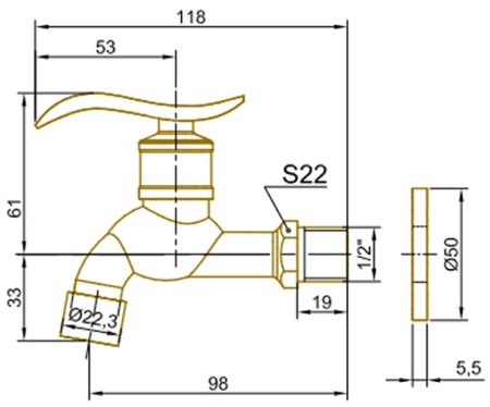 Кран для одного типа воды Bronze de Luxe 21595/1 Бронза с аэратором 
