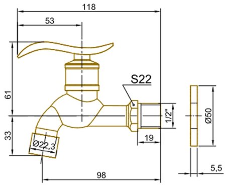 Кран для одного типа воды Bronze de Luxe 21595/1 Бронза с аэратором 