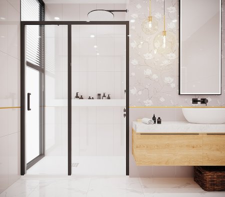 Душевая стенка Creto Nota 70 122-SP-700-C-B-6 профиль Черный стекло прозрачное 