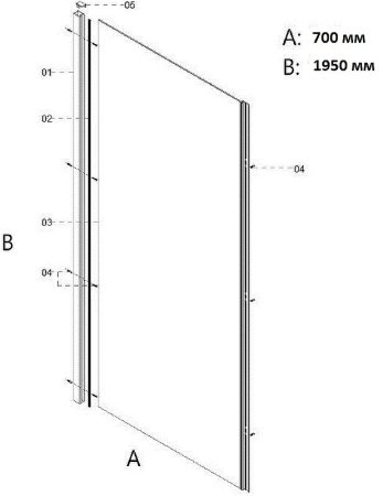 Душевая стенка Creto Nota 70 122-SP-700-C-B-6 профиль Черный стекло прозрачное 