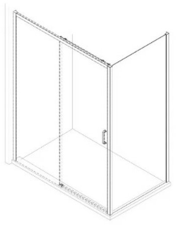 Душевая стенка Creto Nota 70 122-SP-700-C-B-6 профиль Черный стекло прозрачное 