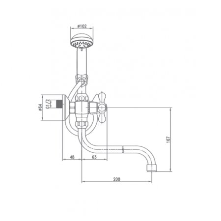 Смеситель для ванны Landberg LB-98909A-2S Хром 
