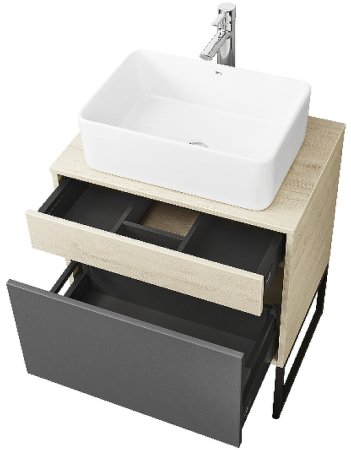 Тумба под раковину Aquaton Лофт Урбан 65 1A254001LQX60 подвесная Cерый графит Дуб орегон 