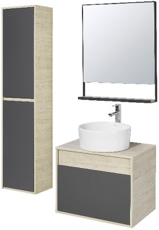 Тумба под раковину Aquaton Лофт Урбан 65 1A254001LQX60 подвесная Cерый графит Дуб орегон 