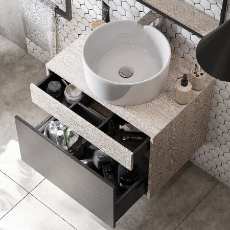 Тумба под раковину Aquaton Лофт Урбан 65 1A254001LQX60 подвесная Cерый графит Дуб орегон 