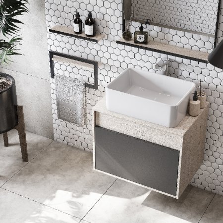 Тумба под раковину Aquaton Лофт Урбан 65 1A254001LQX60 подвесная Cерый графит Дуб орегон 