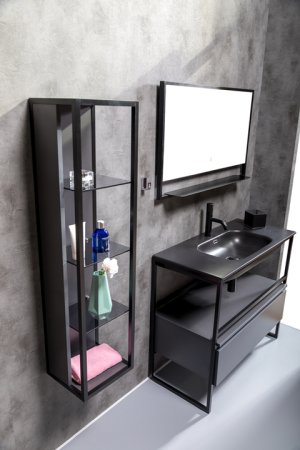 Пенал Armadi Art Loft высокий антрацит полки стекло 896-A 