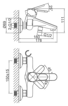 Смеситель D&K Marx Rhein DA1393201 для ванны с душем 
