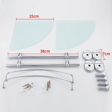 Стеклянная полка Frap F19 F1907-2 угловая Хром 