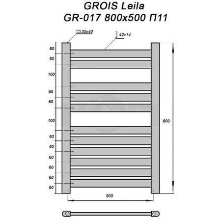 Полотенцесушитель электрический GROIS Leila GR-017 50х80 П11 белый 