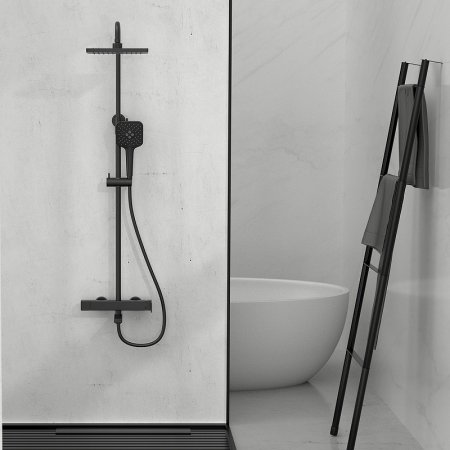 Душевая система Vincea Cube VSFS-1C1MB Черная матовая 