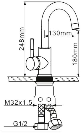 Смеситель для кухни Melana F6108 Сатин 